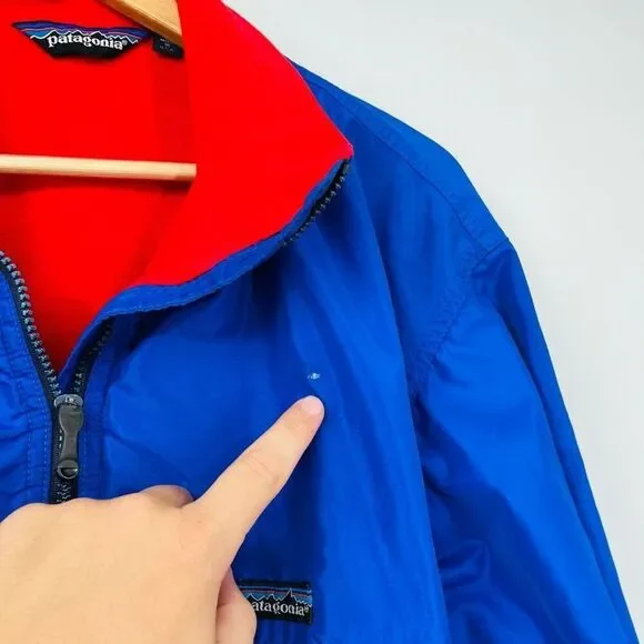 Vintage 80’s Patagonia Windbreaker Jacket Blue Nylon Full Zip Mens Size Medium